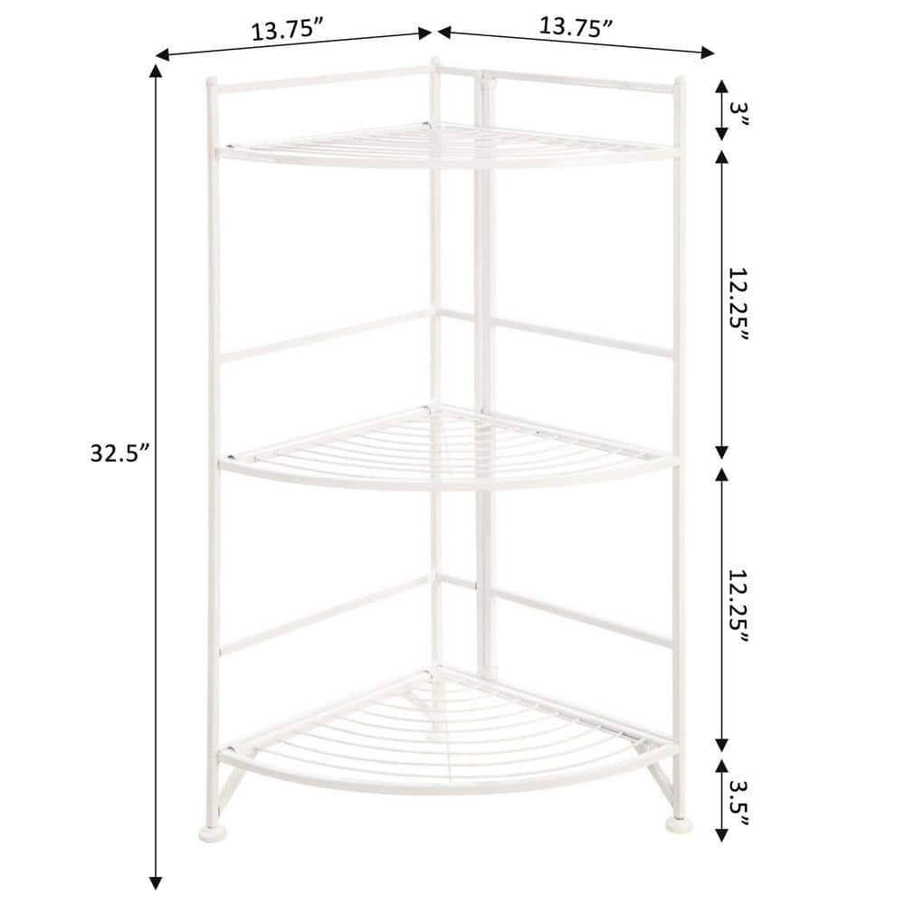 Convenience Concepts Designs2Go Corner Plant Stand in White Metal Frame Finish