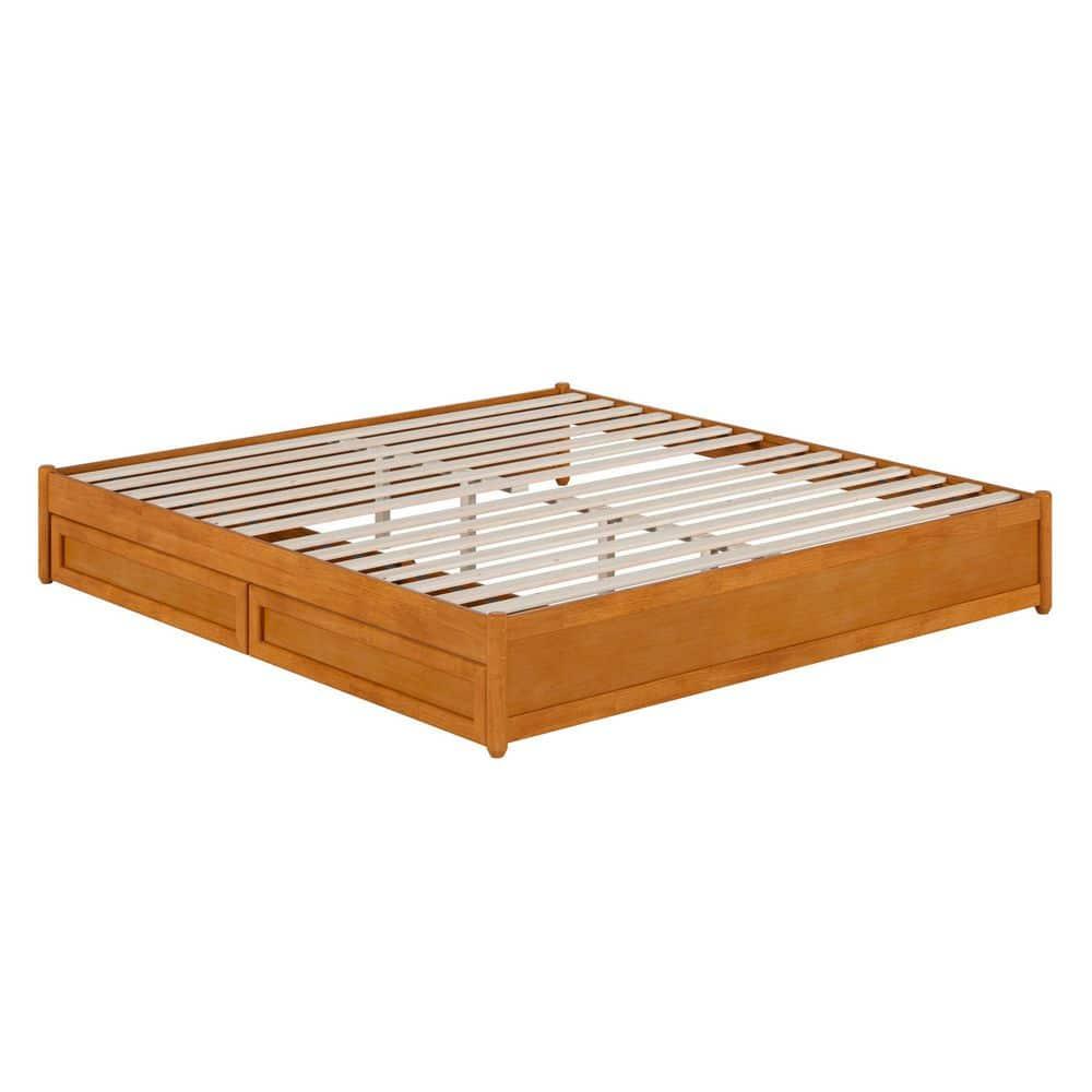 Barcelona Light Toffee King Wood Frame Platform Bed with Storage Drawers