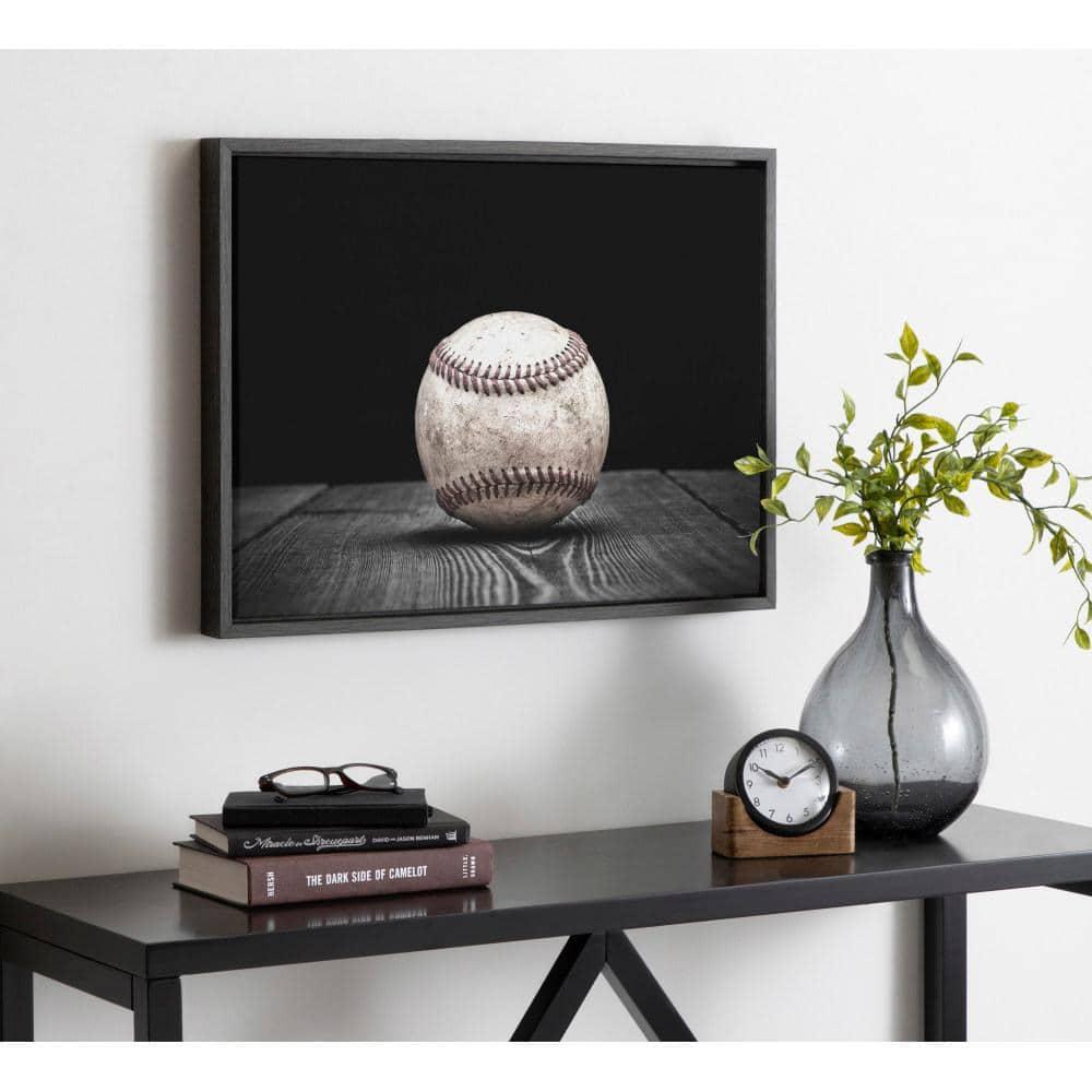 18" x 24" Sylvie Baseball Framed Canvas by Shawn St. Peter Gray - DesignOvation: Sports Decor, Vintage Style