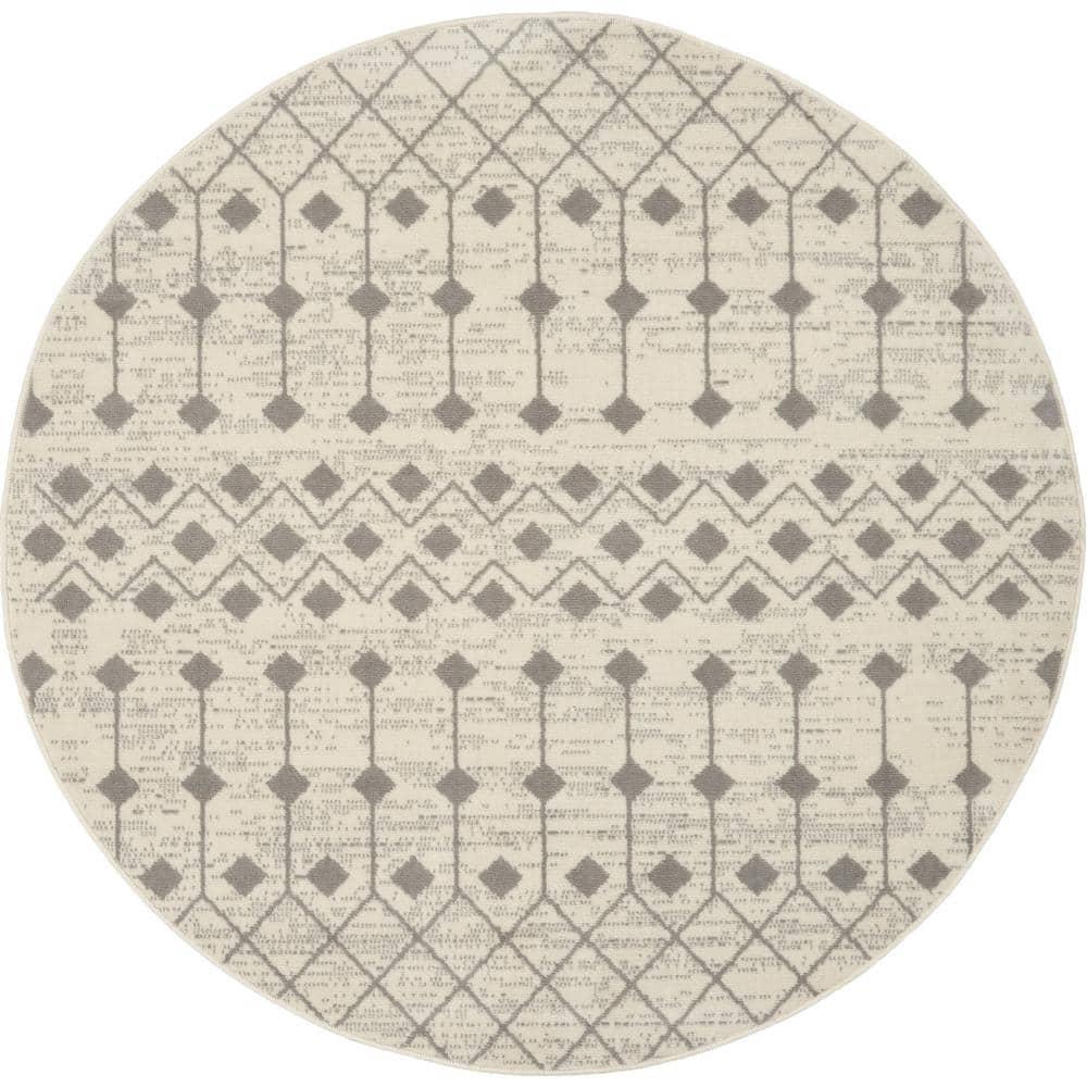 Nourison Grafix GRF37 Indoor Area Rug Ivory/Grey 5'3" x ROUND
