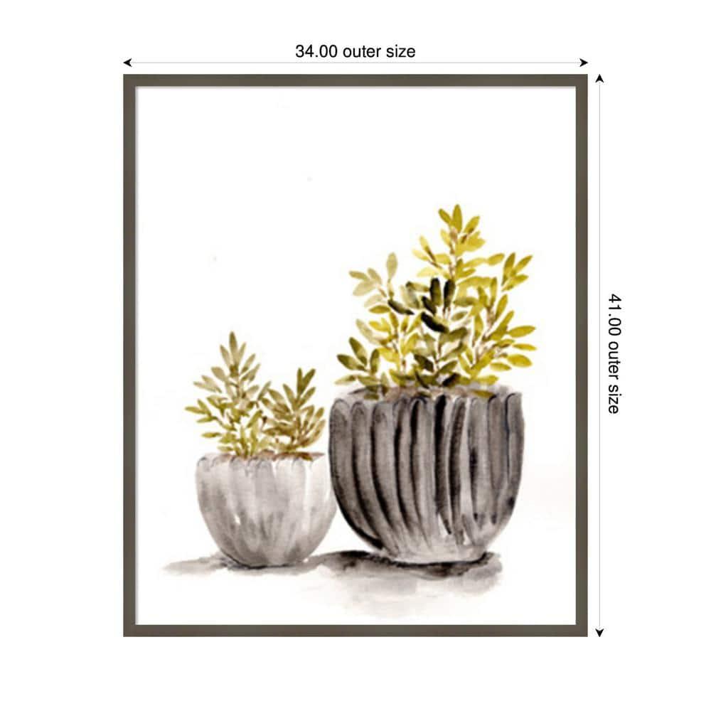 Amanti Art 34"x41" Gray Potted Plants by Marcy Chapman Wood Framed Wall Art Print
