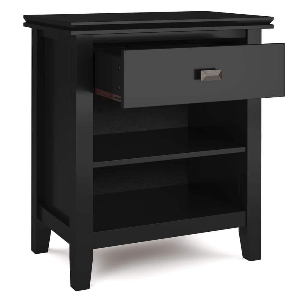Simpli Home Artisan 24"W Solid Wood Nightstand with Drawer and Shelves & Reviews | Wayfair