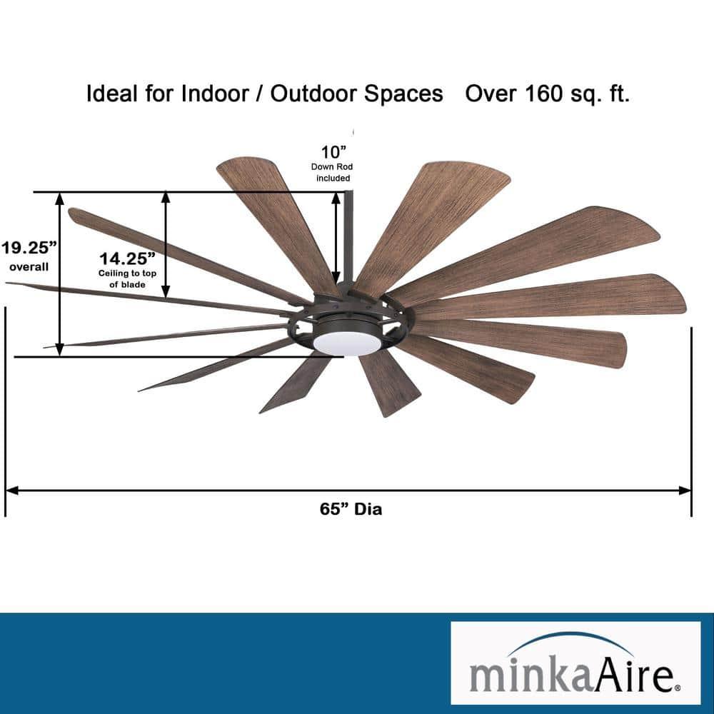 65" Minka Aire Farmhouse Indoor Ceiling Fan with Dimmable LED Light Oil Rubbed Bronze for Living Room Kitchen Bedroom Family House