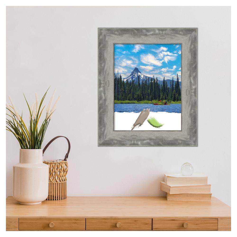 Amanti Art Waveline Silver Narrow Picture Frame Opening Size 11x14 in.