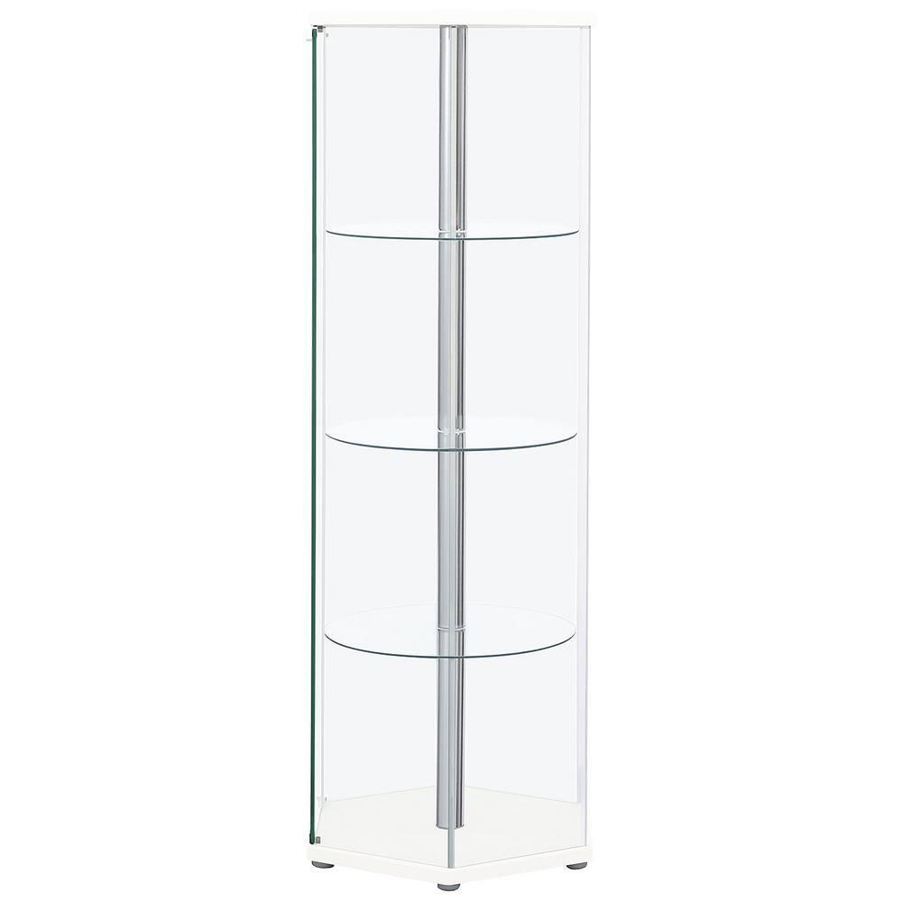 Coaster Zahavah Modern 4 Shelf Hexagon Shaped Glass Curio Cabinet White/Clear