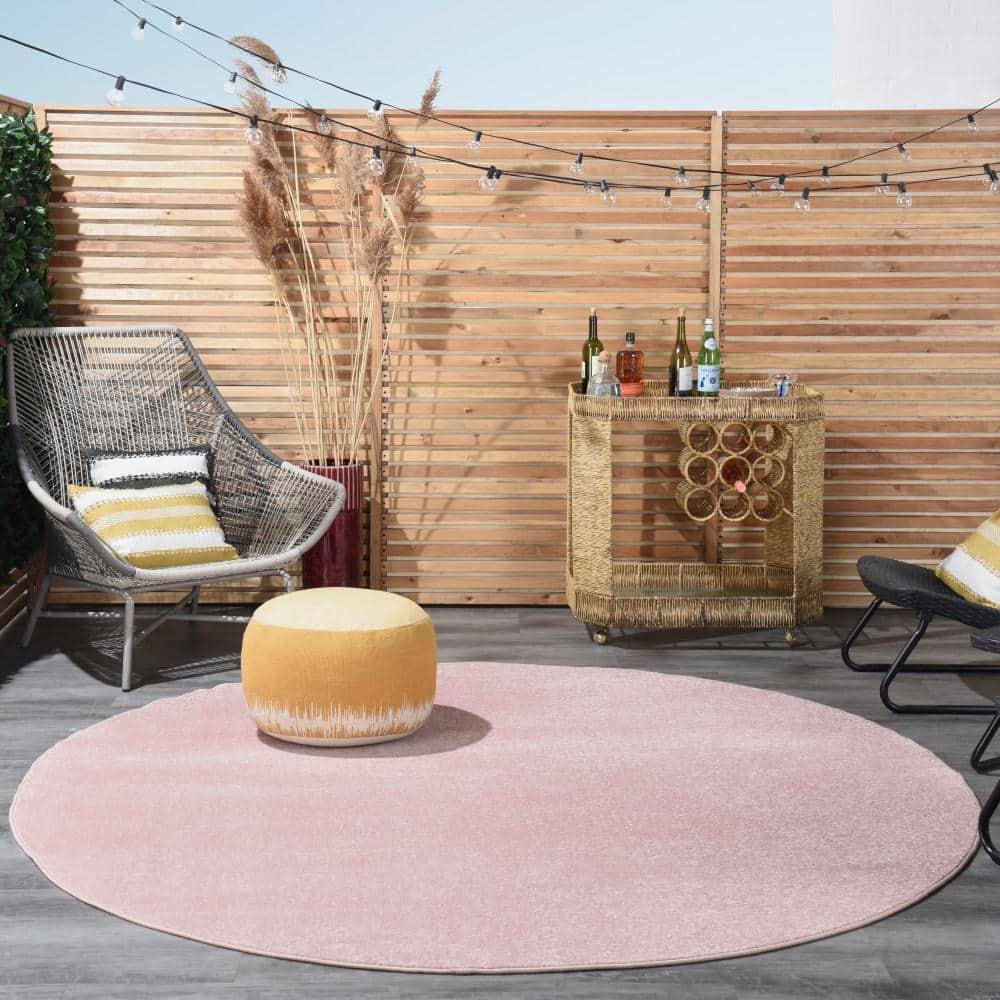 Nourison Essentials Easy Care Indoor Outdoor Area Rug - Pink 8' x Round