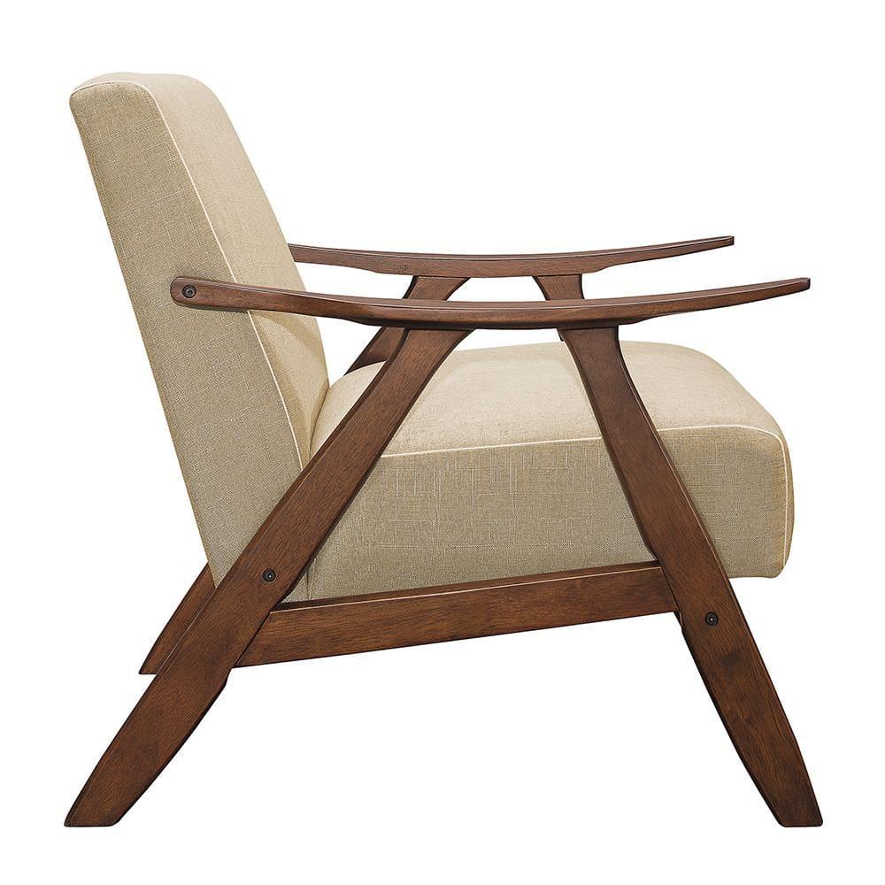 Lexicon Damala Collection Retro Inspired Wood Frame Accent Chair, Light Brown