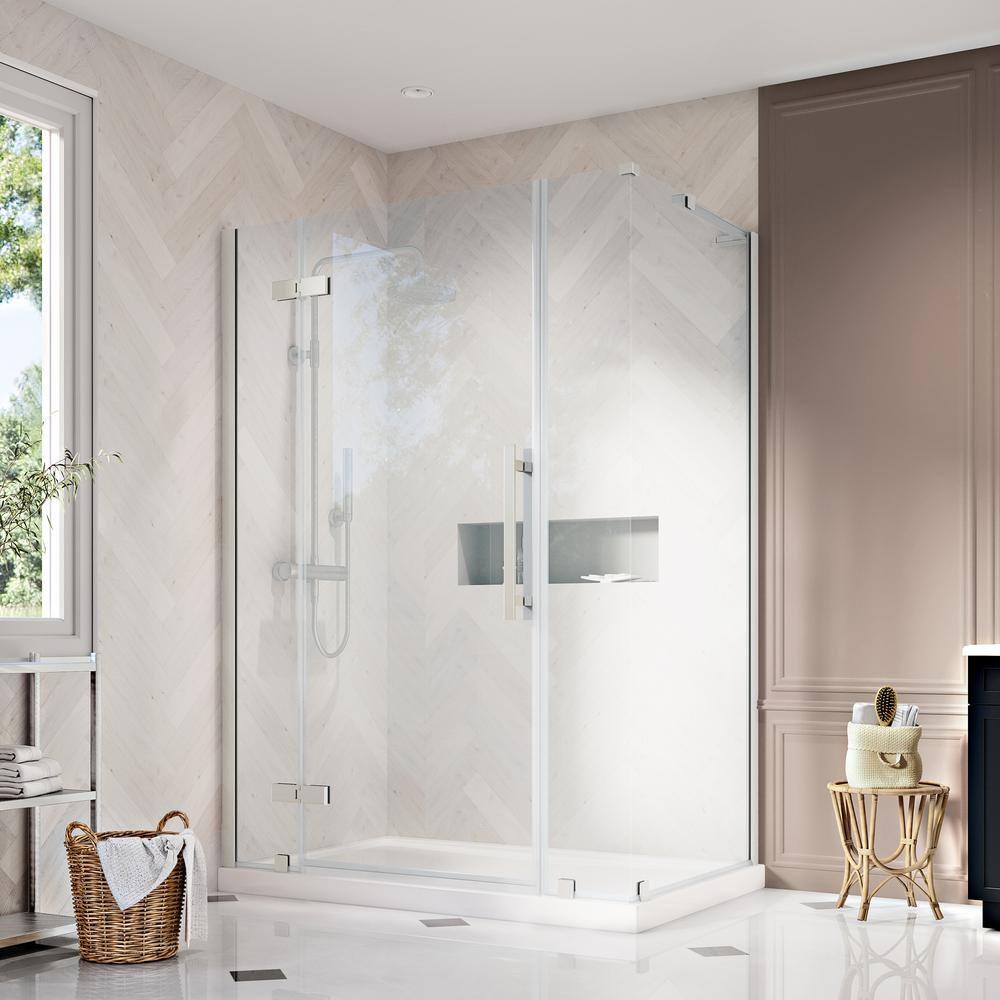Ove Decors Endless Tampa 54" W x 72" H Corner Frameless Shower Kit, Door, Panel, Base | Wayfair
