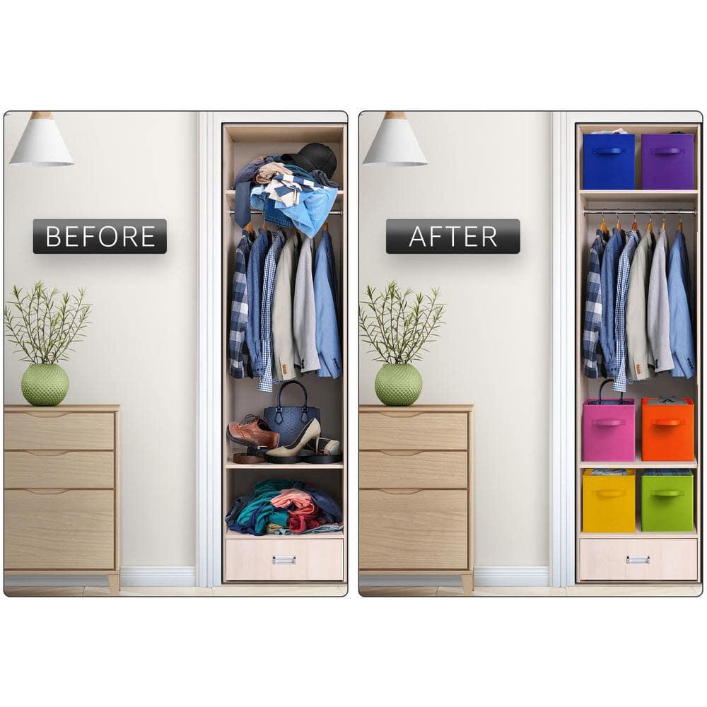 Sorbus 11 Inch 12 Pack Sturdy Collapsible Fabric Storage Cubes with Handle - for Organizing Clothes, Toys, Books, Shelves & more