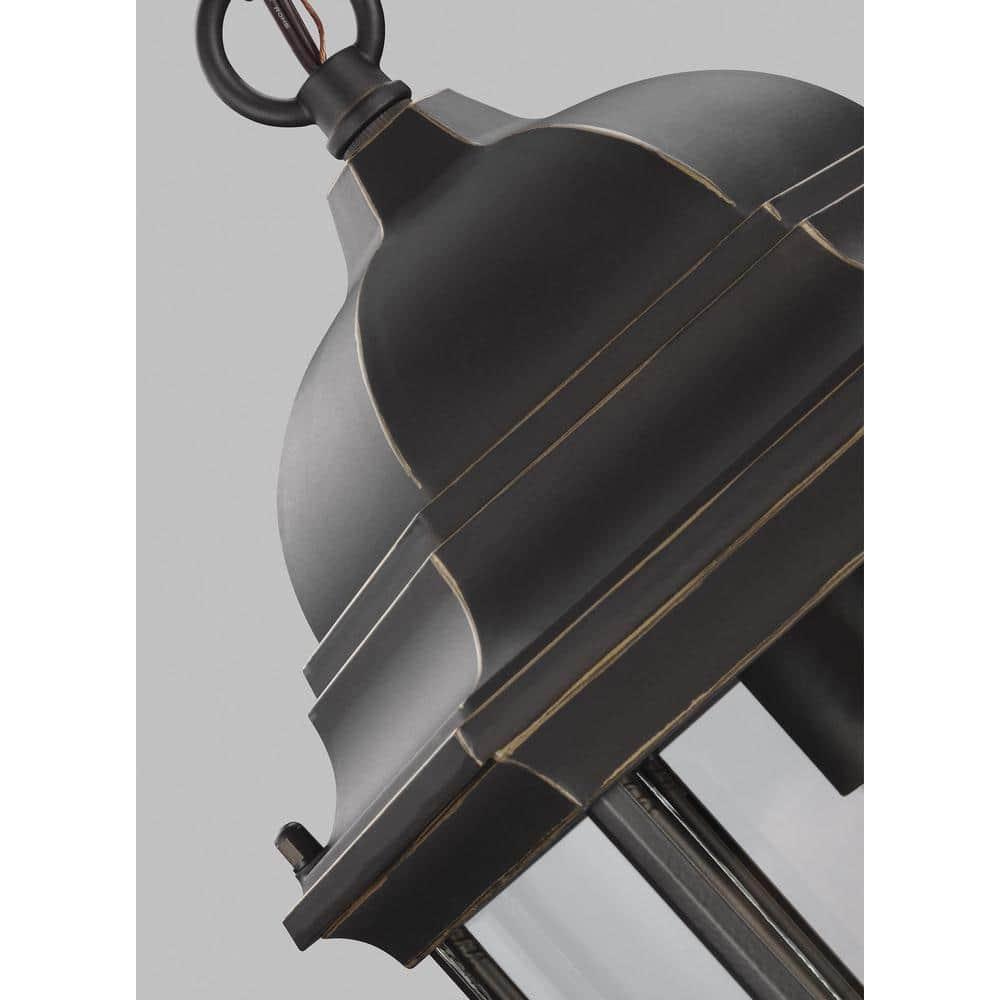 Antique Bronze Classic Lantern Outdoor Pendant with Clear Glass
