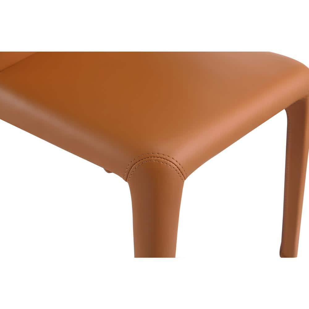 Set of 2 Conrad Faux Leather Dining Chairs Saddle - Manhattan Comfort: Mid-Century Modern, Metal Frame, Cushioned