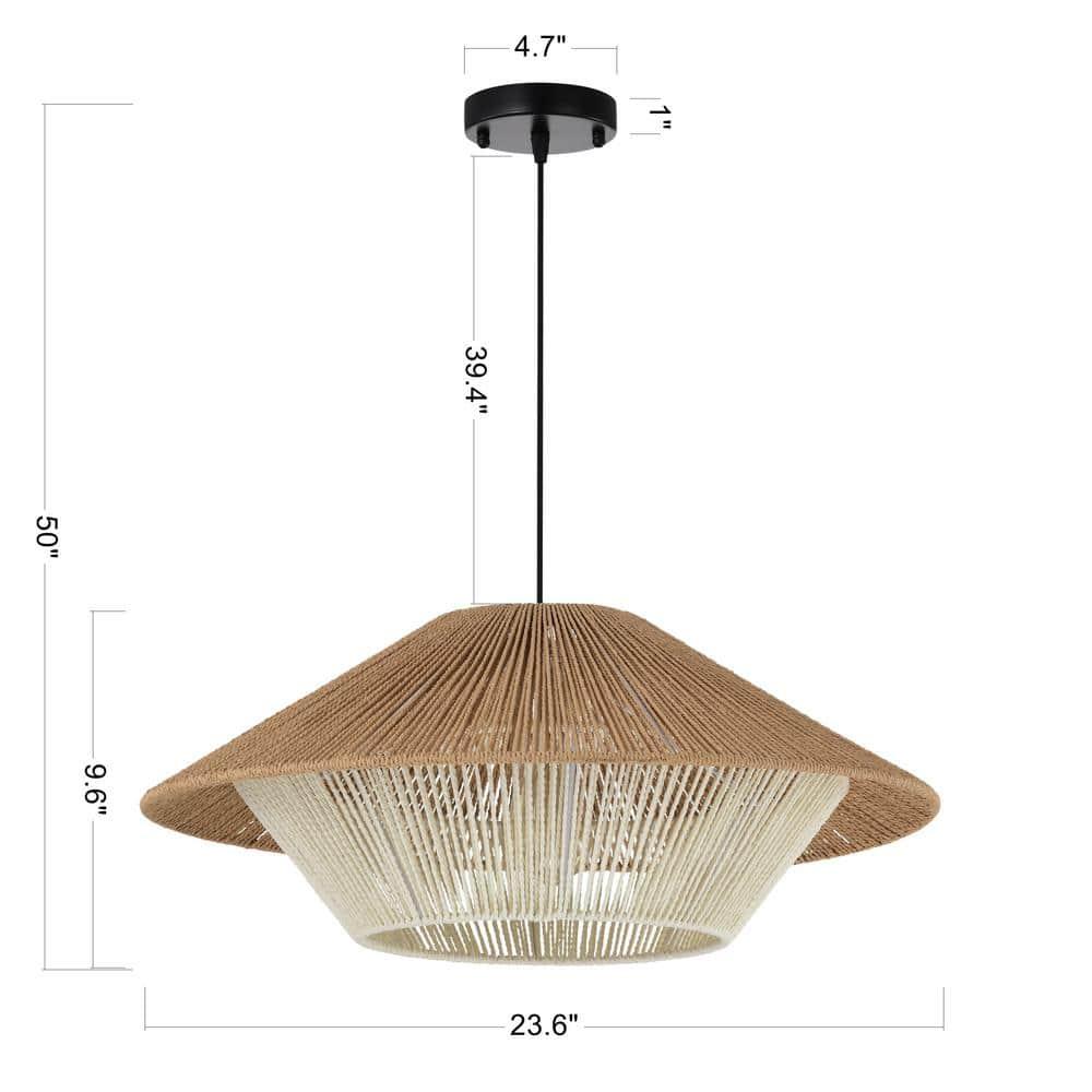 Hong Kong Best New Zhuyuan Lighting Co. Ems 1-Light Paper Rattan Pendant for Living/Dining Room, Kitchen, Bedroom