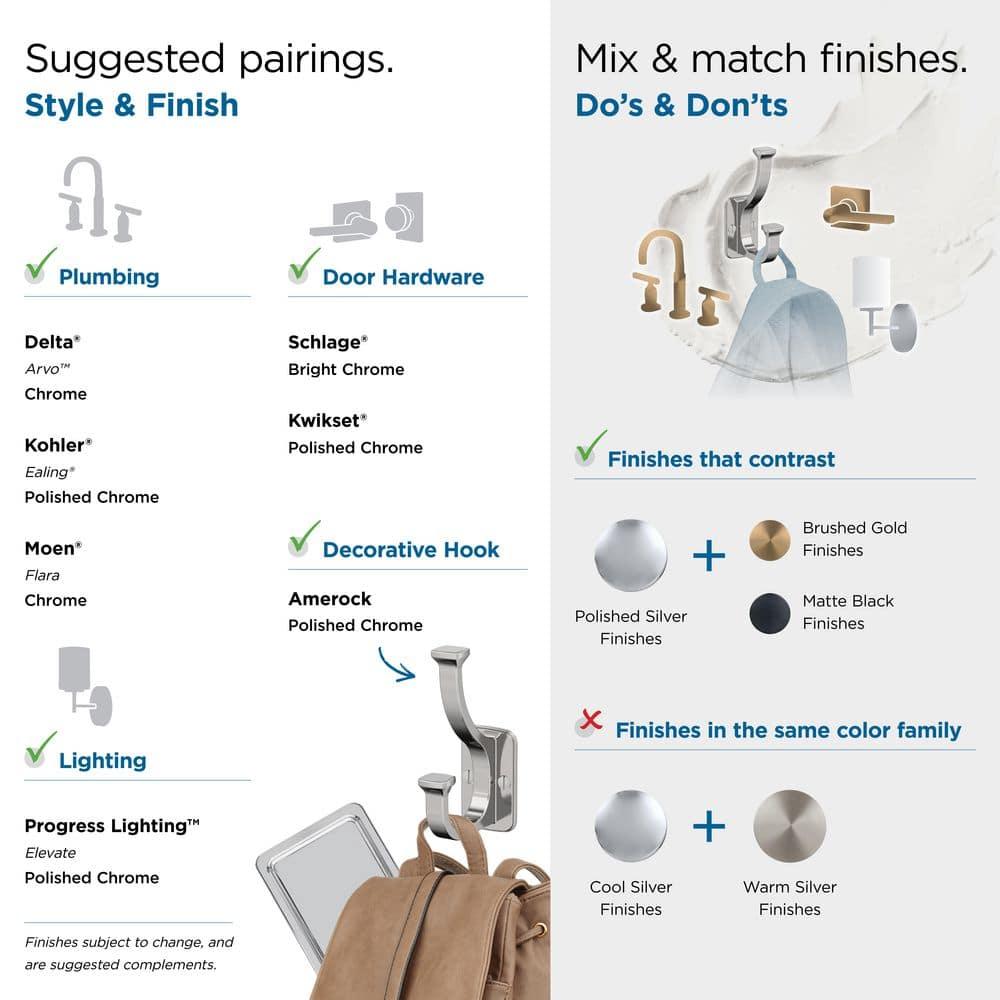 Amerock Alder Transitional Double Prong Decorative Wall Hook