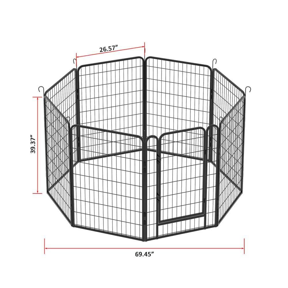 Resenkos Dog Rabbits Fence Blocker,Garden Fence,39.37"H Pet Pen 8-piece pack - Black