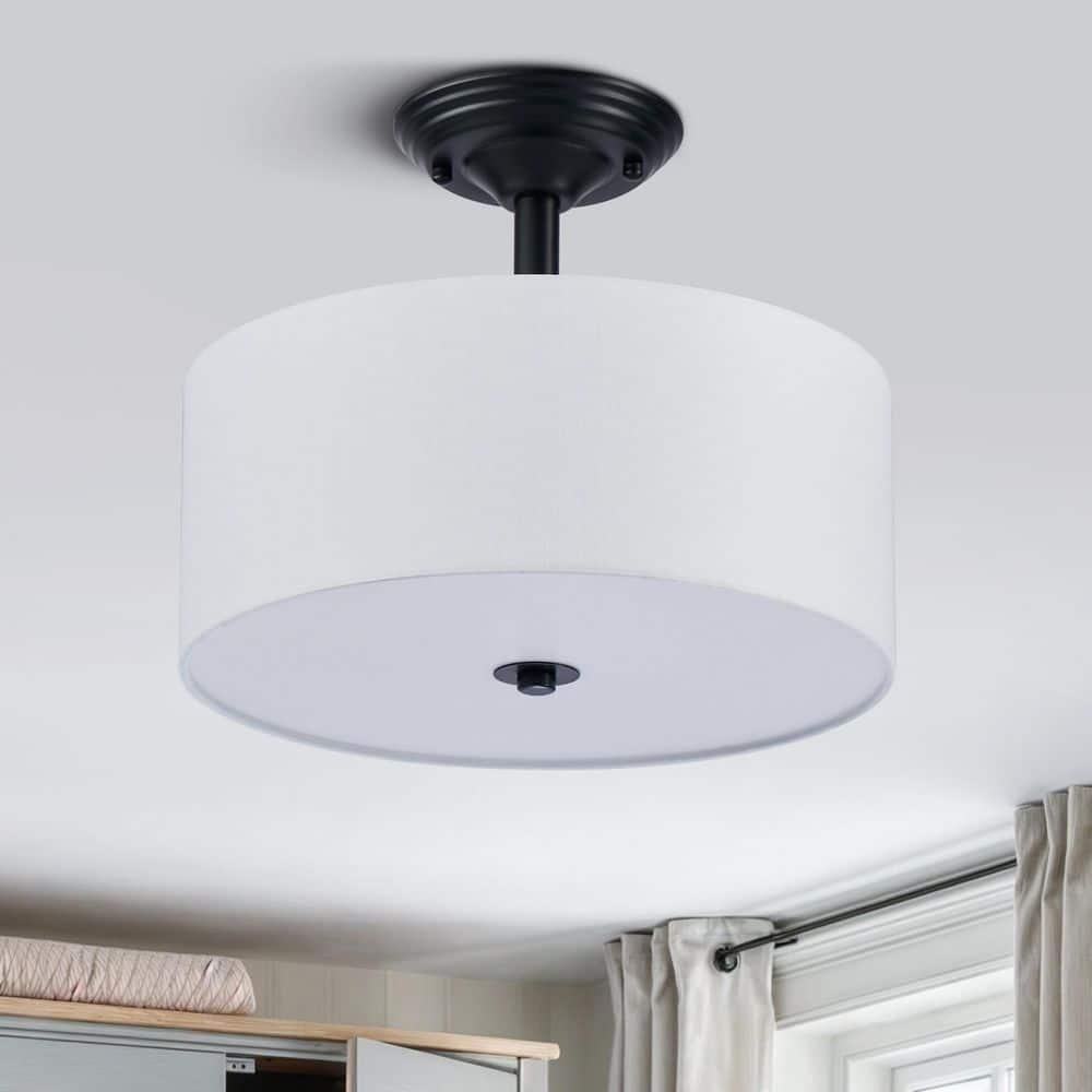 Trade Winds Cassie Drum Semi-Flush Mount Ceiling Light in Matte Black