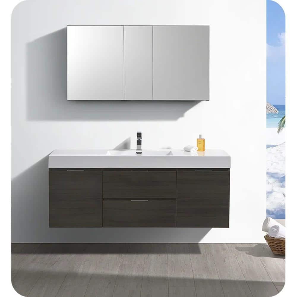 Fresca Valencia 60" Wall Mount Single Sink Bathroom Vanity Base Only (Top and Sink Not Included)