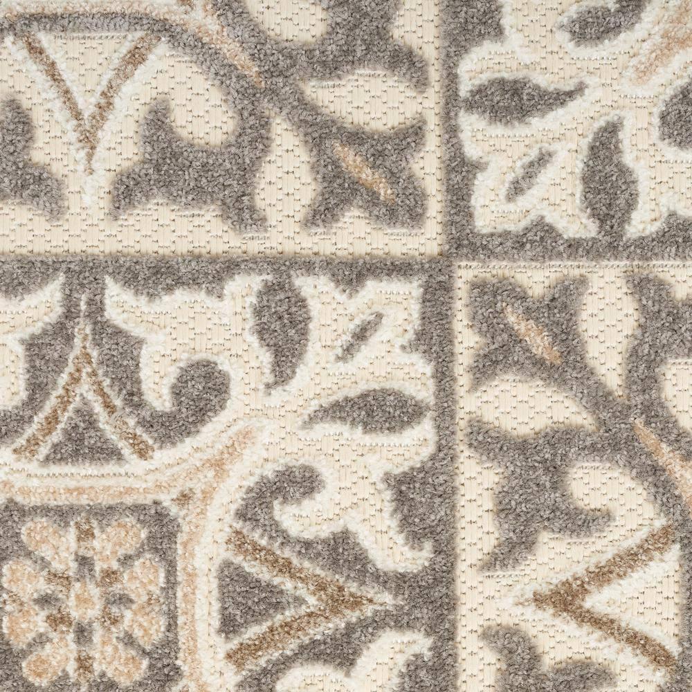 Nourison Aloha Modern Mosaic Flatweave High-Low Indoor Outdoor Area Rug Ivory Grey 2'8" x 4'