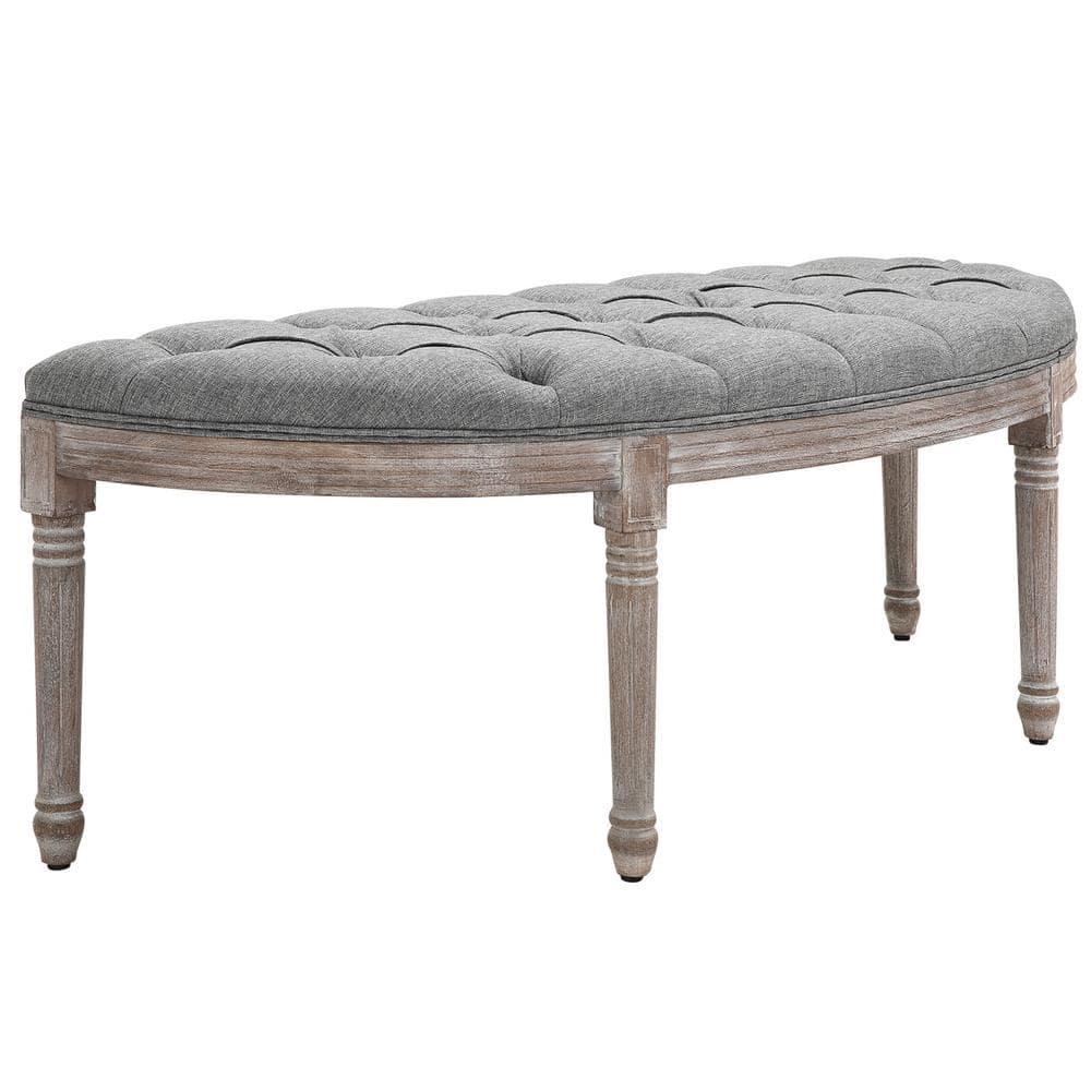 HomCom Upholstered & Tufted Bench, Grey