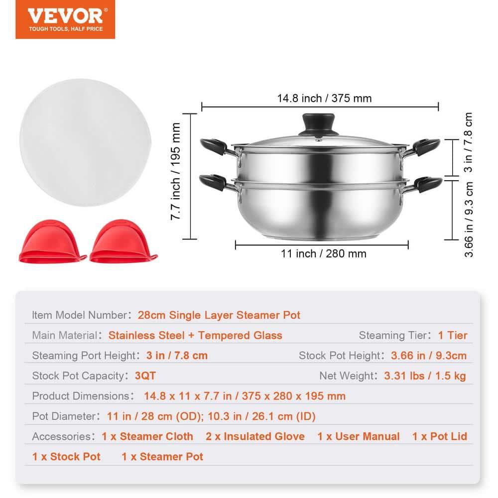 VEVOR VEVOR 3 Quarts Stainless Stee Steamer Pot
