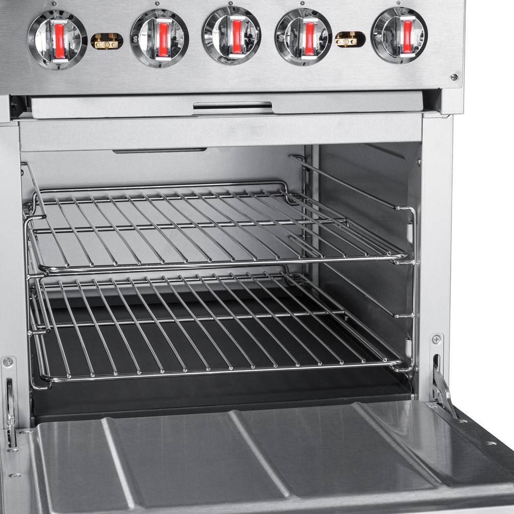 KoolMore 24 in. 4 Burner Commercial Natural Gas Range with Oven in Stainless-Steel (KM-CR24-NG)