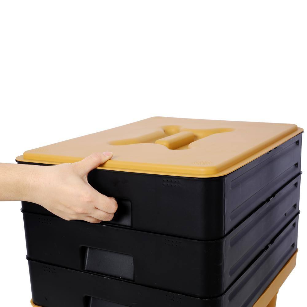 Large Capacity 3-Tray Worm Composter Kit 65L Stackable System for Nutrient-Rich Compost Efficient Indoor & Outdoor Vermicomposting Starter Odor-Free Recycling Bin Earth-Friendly Design