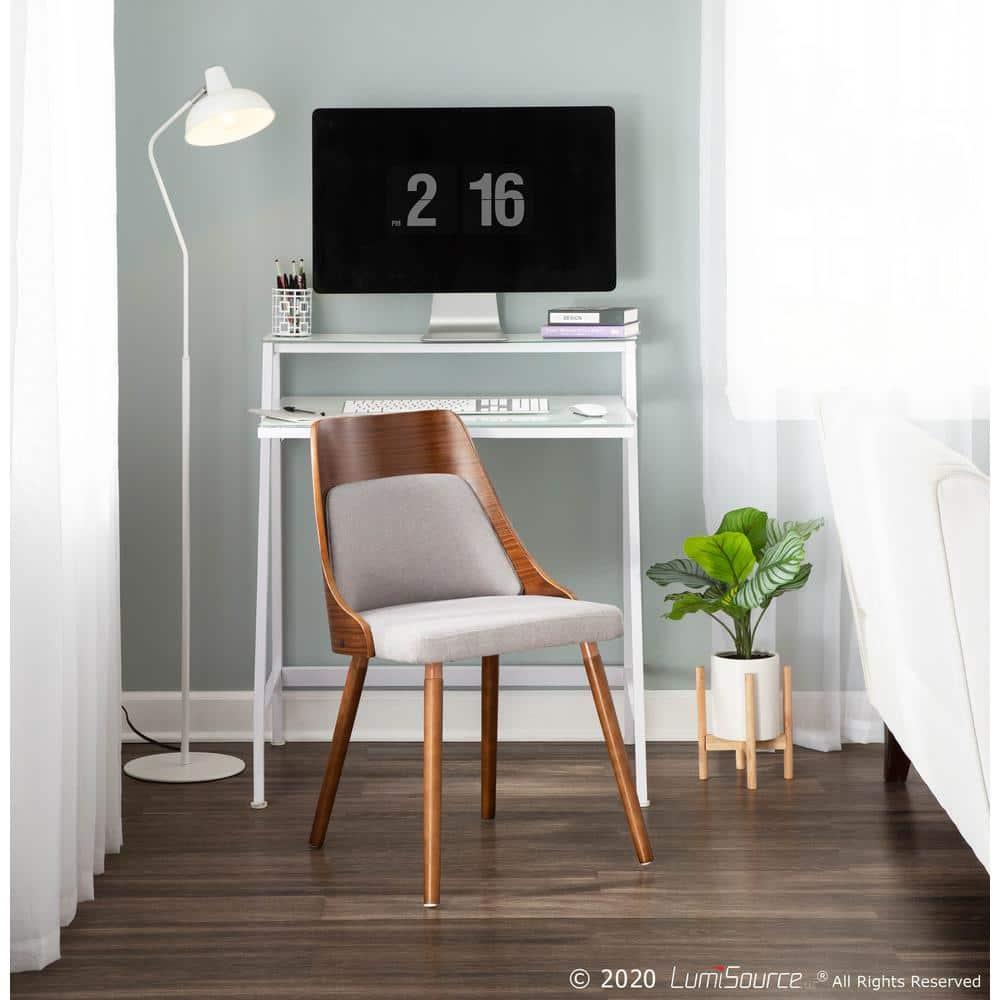 Carson Carrington  Vallemala Walnut and Fabric Dining Chair - N/A Accent Chairs, Dining Chairs Grey Polyester, Foam