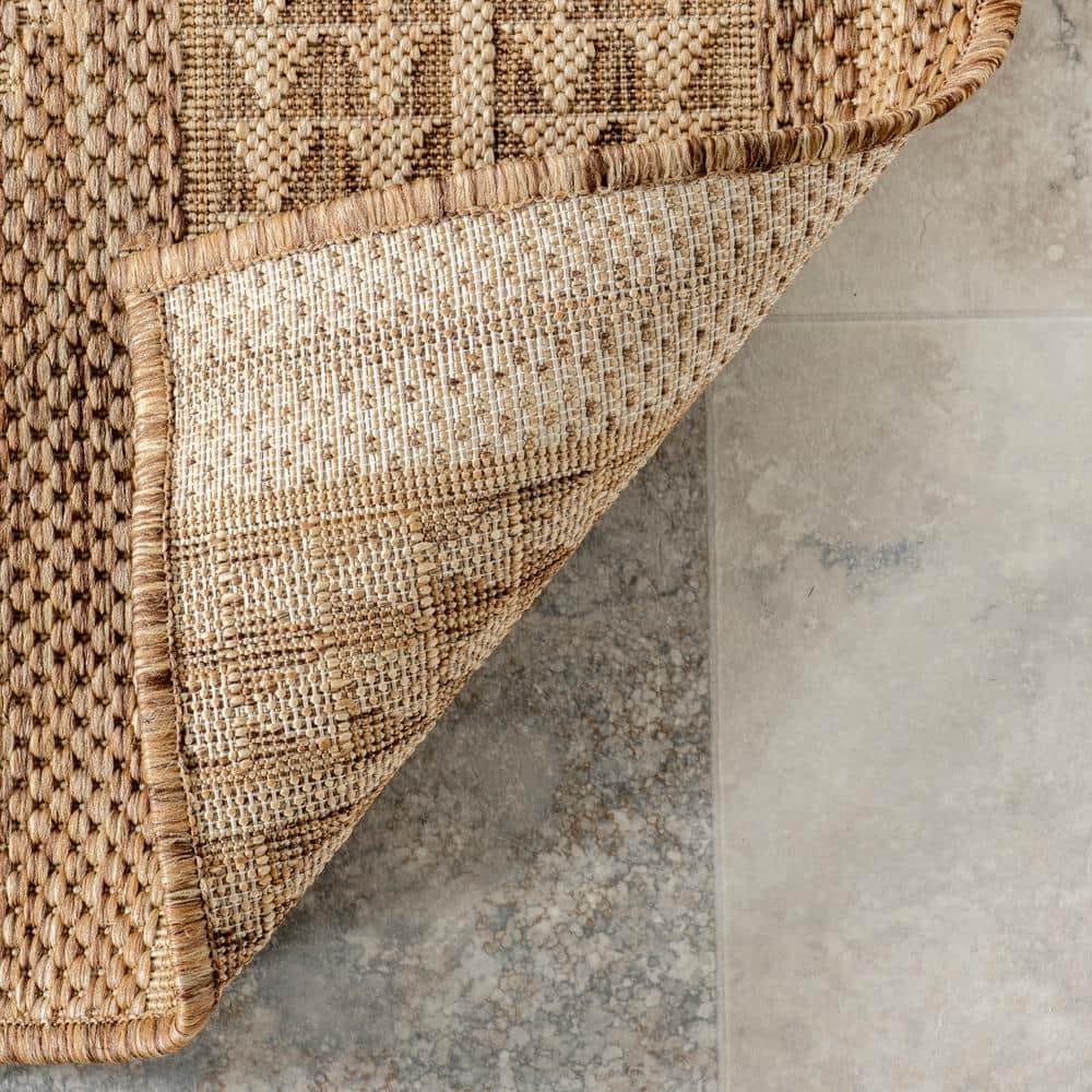 nuLOOM 5' x 8' Outdoor Geometric Area Rug, Stain Resistant, Weather Resistant, High Traffic, Patio, Balcony, Outside, Ranya Light Brown