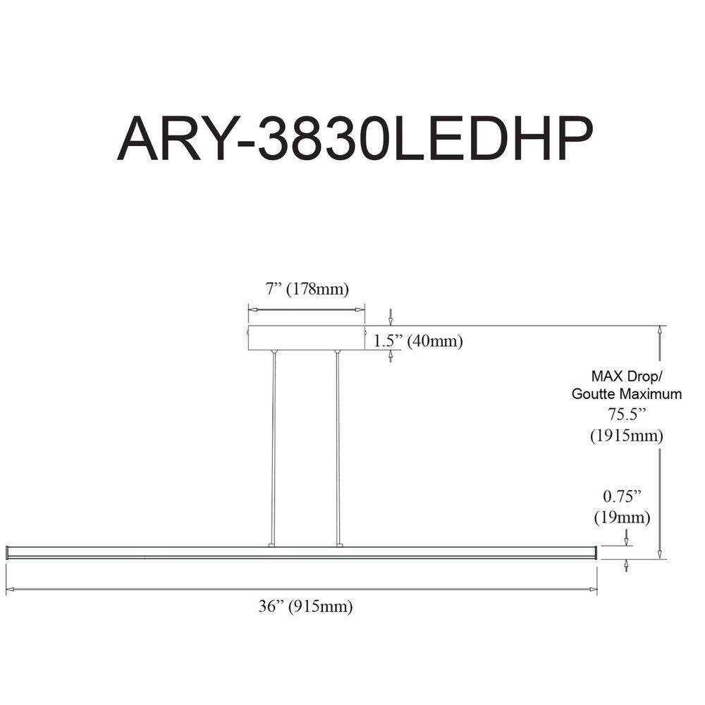 Dainolite  30W Array Horizontal Pendant, Aged Brass with White Acrylic Diffuser