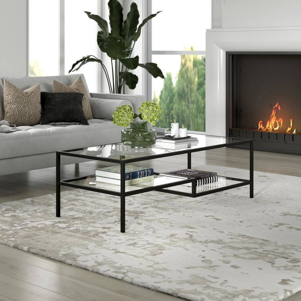 Evelyn&Zoe Lovett 54" Wide Rectangular Coffee Table in Blackened Bronze