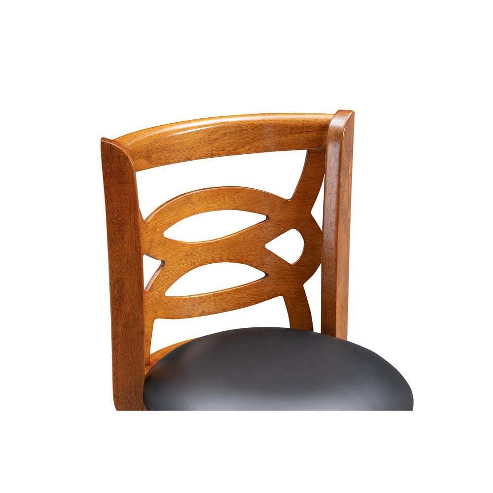 Boraam 24" Seina Counter Height Barstool Walnut Brown: Mid-Century Modern, Faux Leather Upholstery, Wood Frame