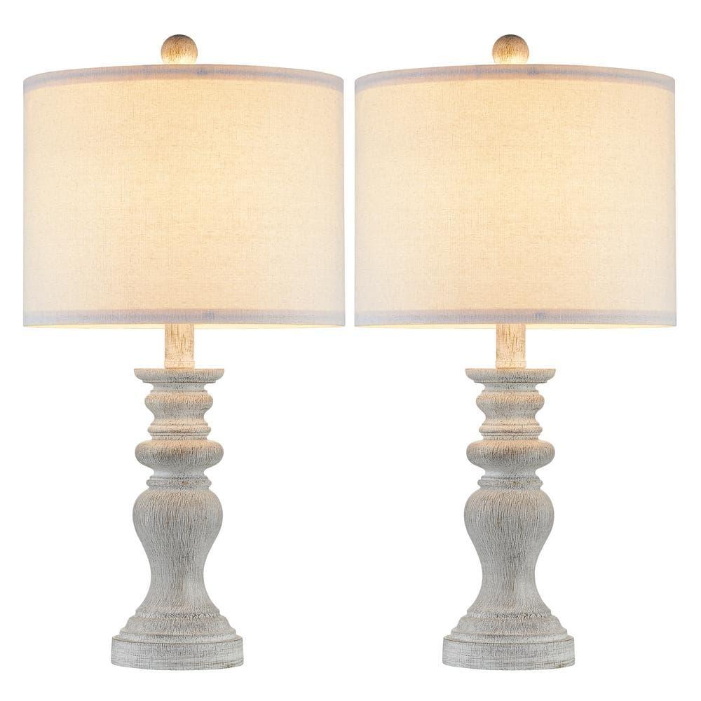 Kawoti  21.75" Farmhouse Table Lamp Set with Fabric Shade(Set of 2) - 11" W x 21.75" H