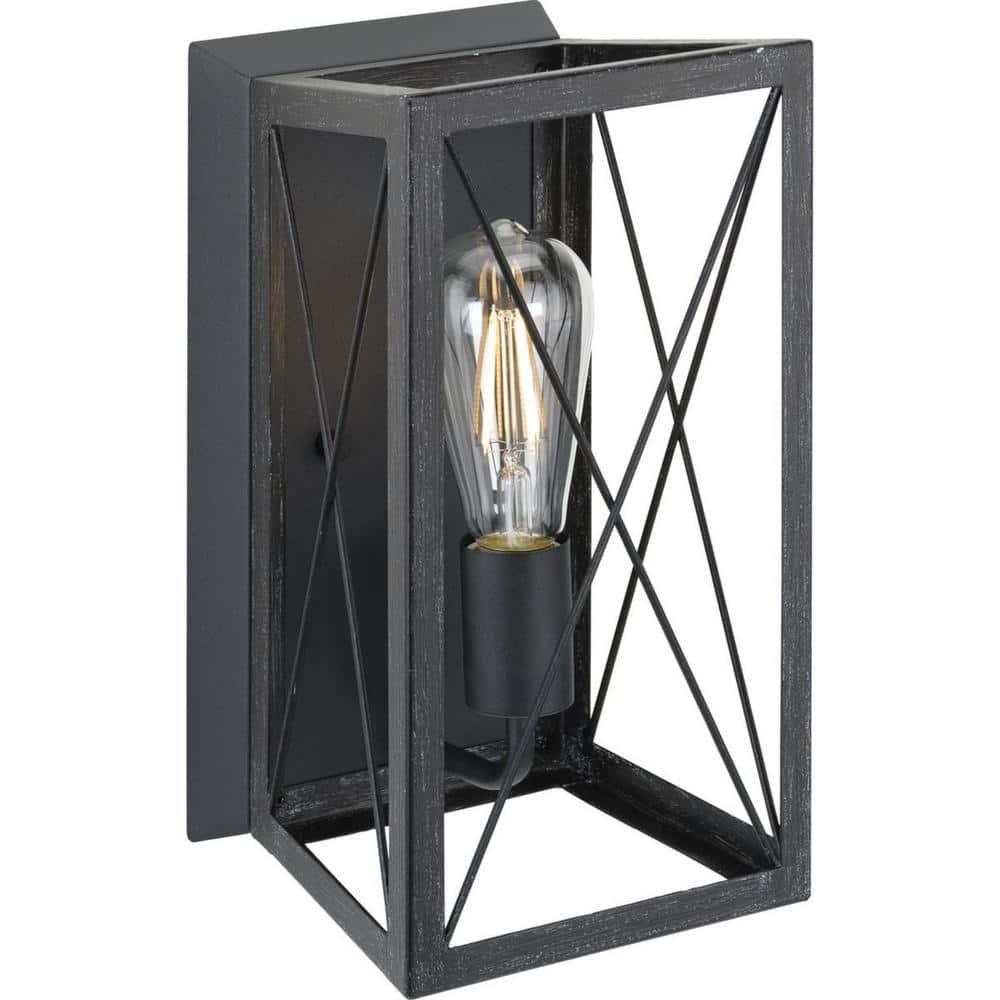 Briarwood Collection One-Light Cerused Black Oak/Black Farmhouse Wall Sconce Light