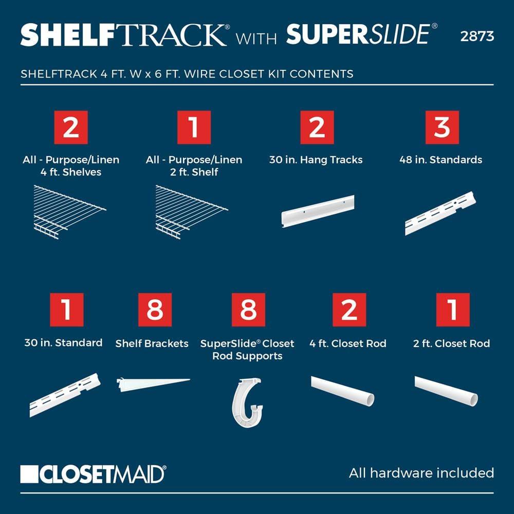 ShelfTrack 48" W - 72" W Closet System Starter Kit