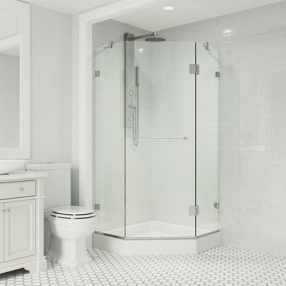 VIGO Piedmont 38" W x 38" D x 79" H Hinged Frameless Shower Enclosure with 3/8 Clear Glass&Base VG6062CHCL38W