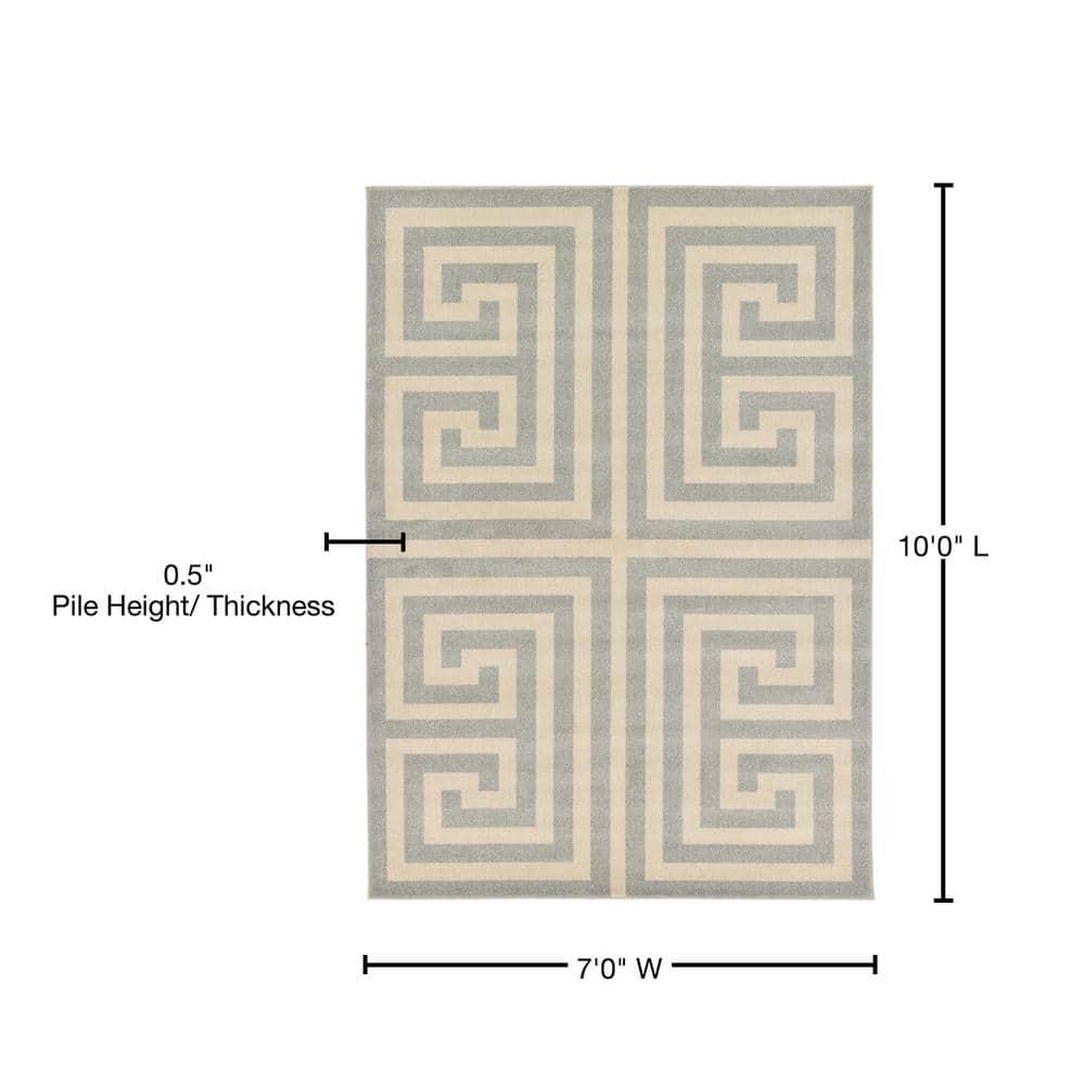 Unique Loom Athens Collection Area Rug - Greek Key (7' 1" x 10' Rectangle Gray/Beige)