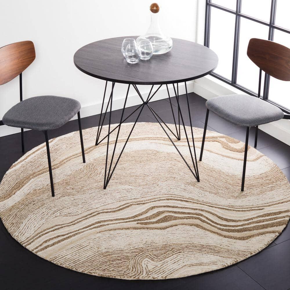Fifth Avenue FTV121 Hand Tufted Indoor Area Rug - Beige/Ivory - 4' Round - Safavieh