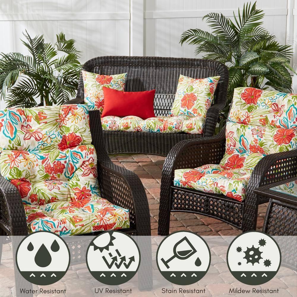 Greendale Home Fashions Breeze Floral 44 x 22 in. Outdoor High Back Chair Cushion