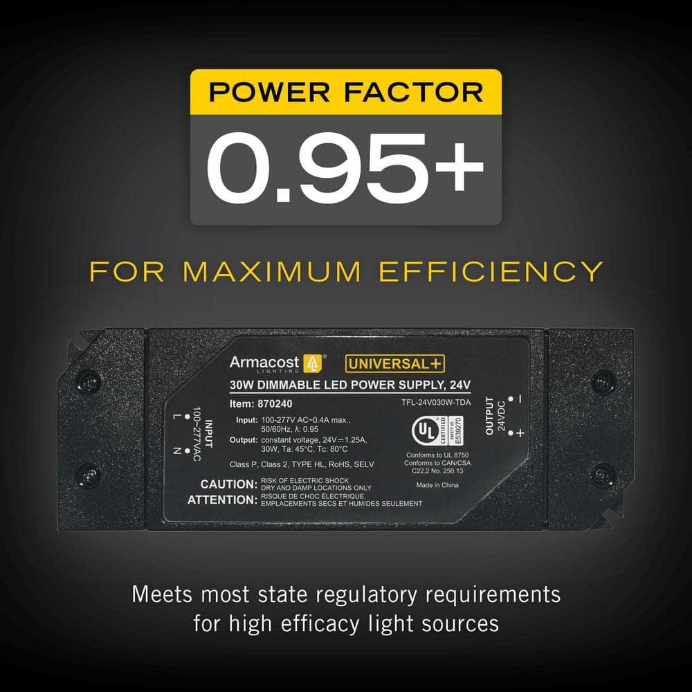 Armacost Lighting Universal+ Dimmable LED Driver 24V DC, Electronic Transformer ELV/MLV/TRIAC 870240