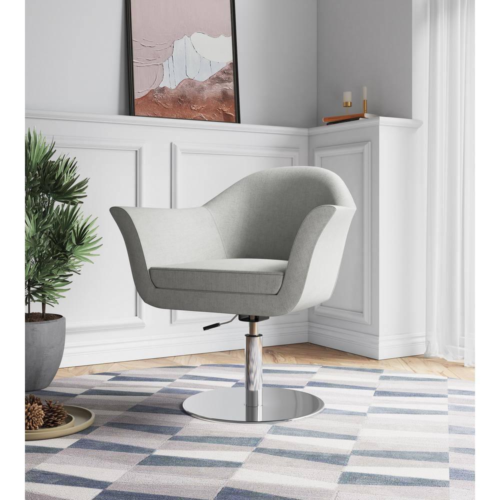 Voyager Barley and Brushed Metal Woven Swivel Adjustable Accent Chair