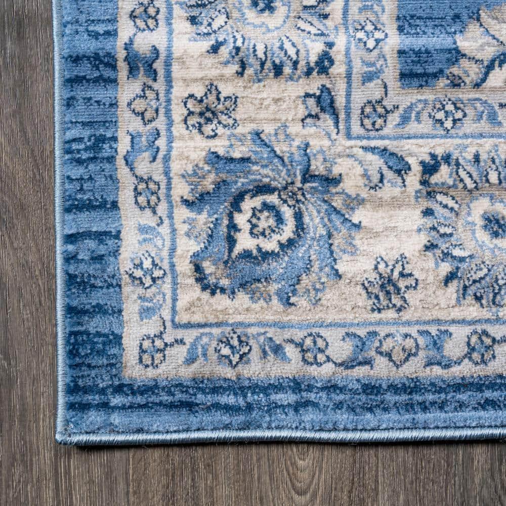3' X 5' Modern Persian Vintage Moroccan Traditional Area Rug, Blue/Ivory - JONATHAN Y