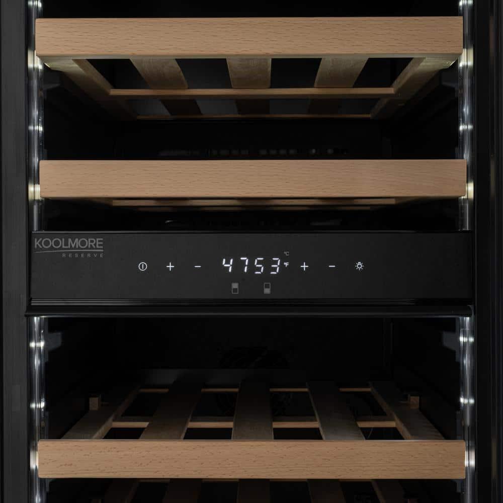 KoolMore KoolMore Reserve 15 in. Under-Counter Panel Ready Dual Zone 23 Bottle Wine Cooler Shelves