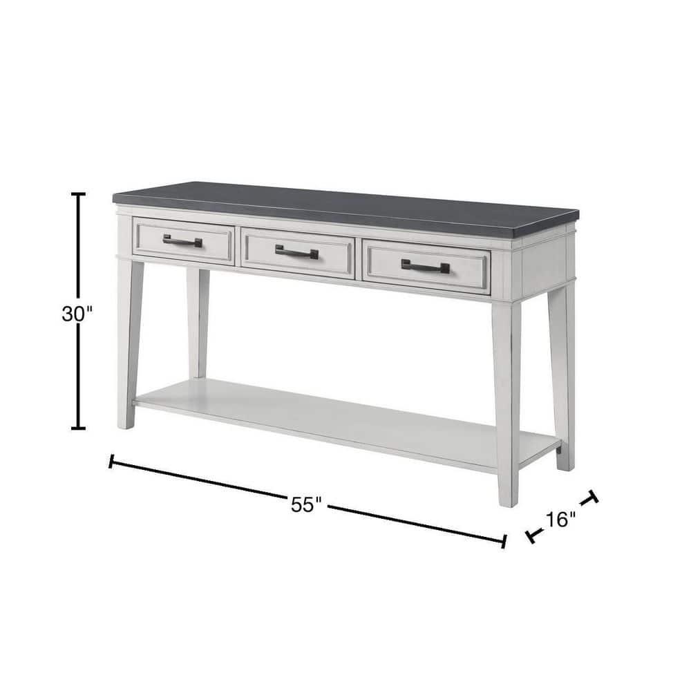 Martin Svensson Home Del Mar 3 Drawer Sofa Console Table White and Grey