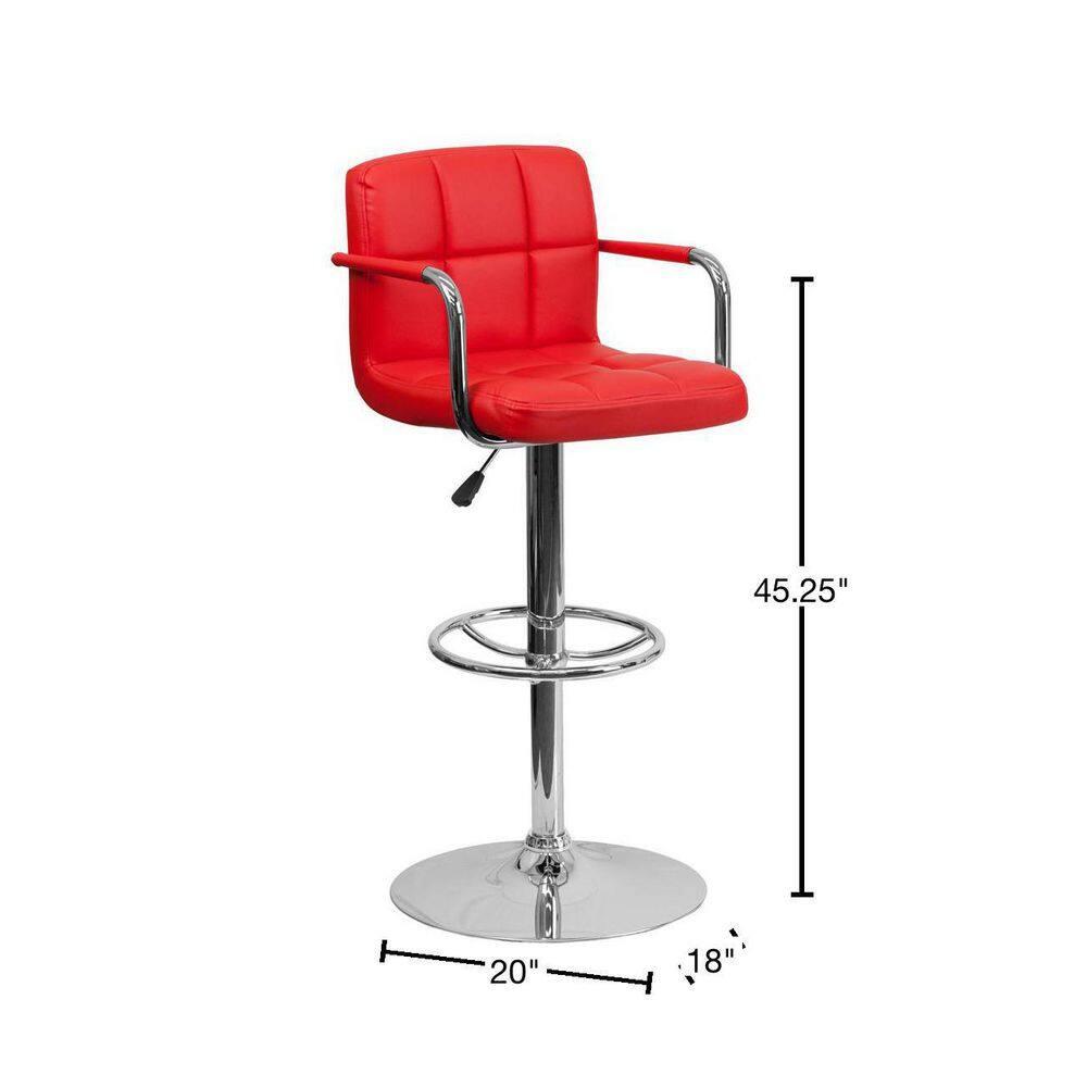 Flash Furniture Contemporary Quilted Vinyl Adjustable Height Barstool with Arms and Chrome Base