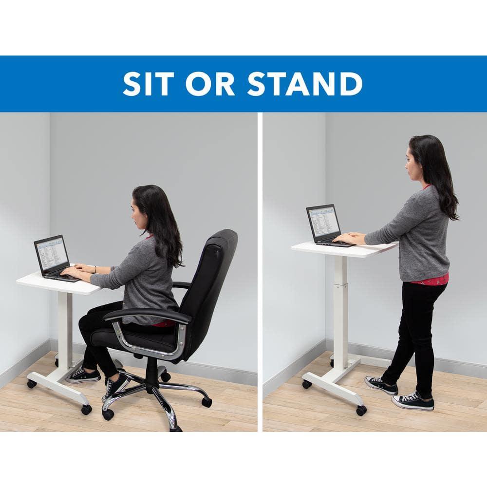 Mount-it Mount-It! Adjustable Rolling Laptop Desk w/ Wheels, Standing Mobile Workstation Cart w/ Spring Lift