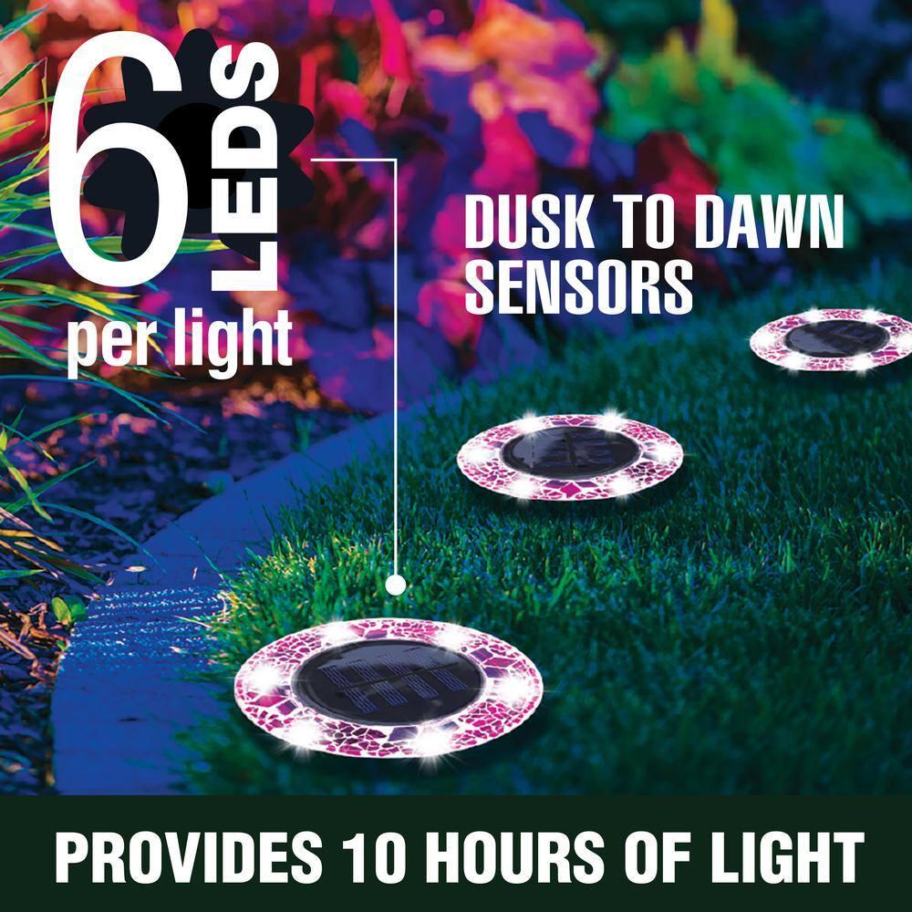 Bell + Howell Bell+howell Disk Lights Solar Ground Lights Mosaic Wireless Auto On/off Solar Pathway Garden Outdoor Lighting With 6 Led Bulbs For Lawn, Patio, Garden, Yard, Pathways Waterproof, 4 Pack - Blue & Reviews | Wayfair