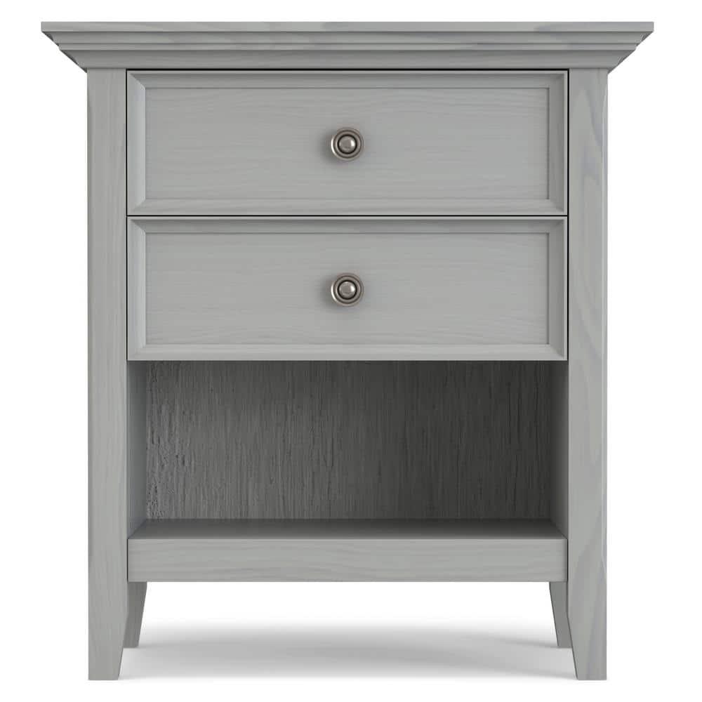 Simpli Home Amherst Solid Wood Bedside Table In Fog Grey