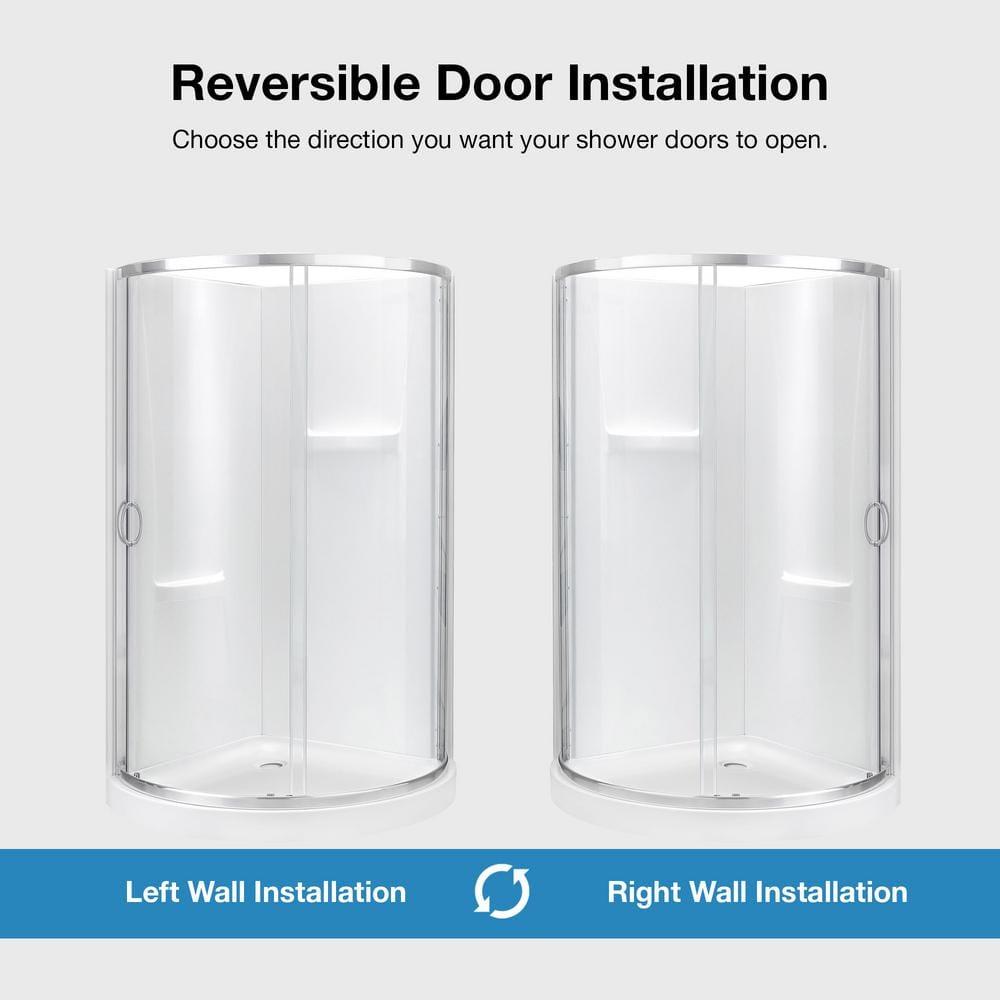 OVE Decors Breeze 44 in. Round Shower Kit w/ Clear, Base, Wall