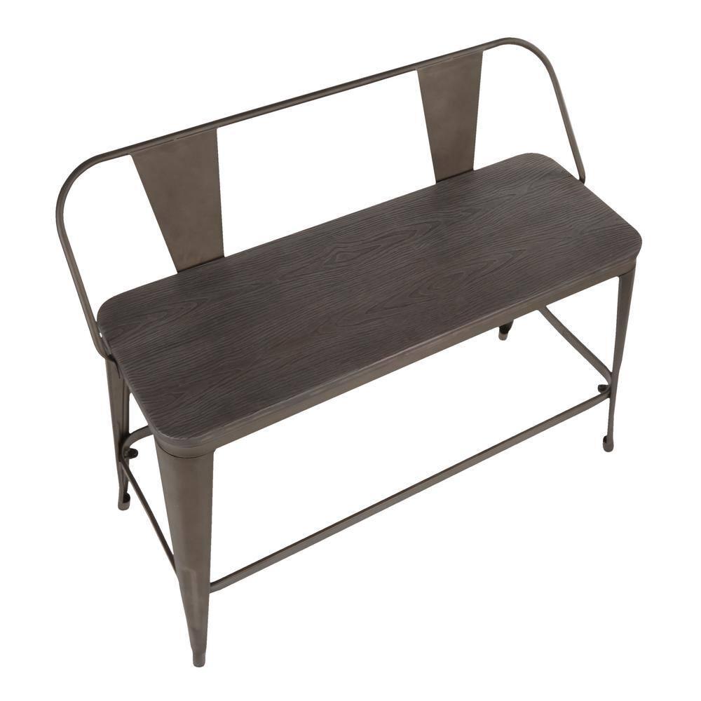 Oregon Industrial Counter Bench Antique Espresso Brown - Lumisource: Sturdy Steel Frame, 500lb Capacity