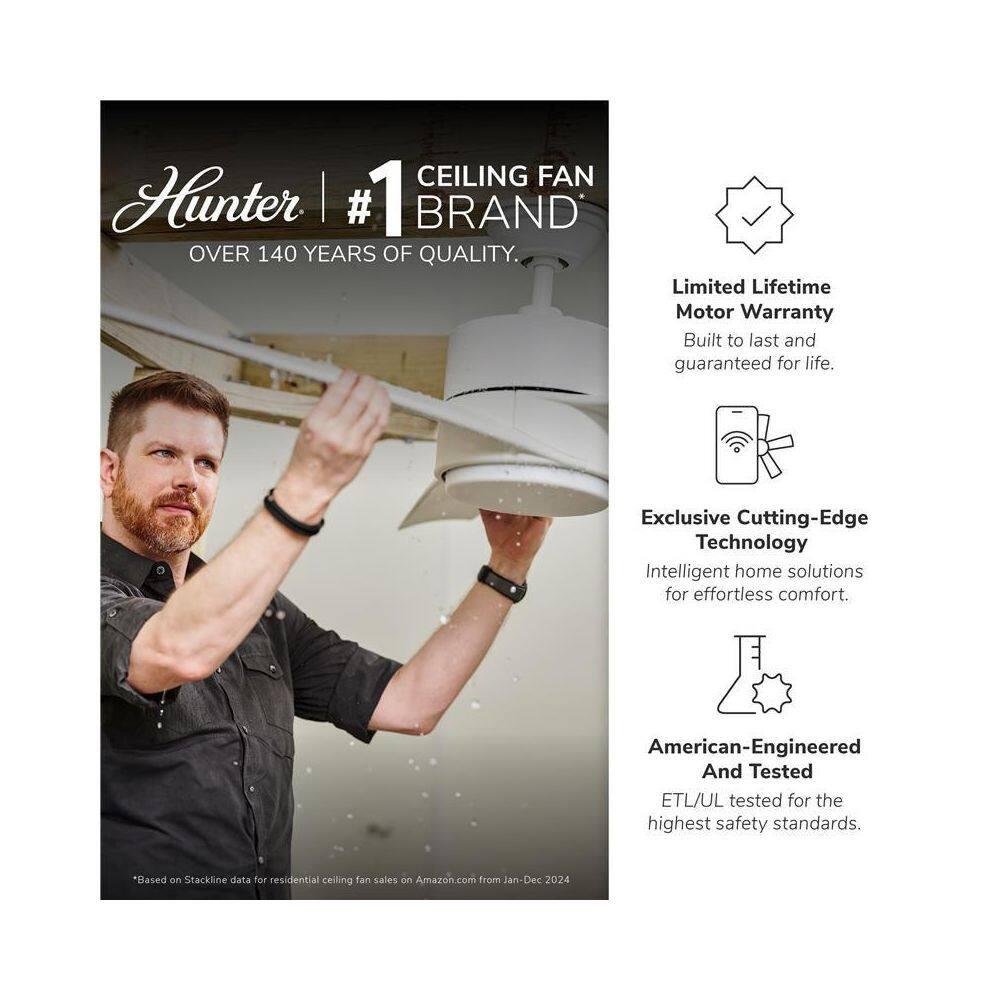Hunter Fan 52" Builder Deluxe 5 - Blade Standard Ceiling Fan with Pull Chain and Light Kit Included