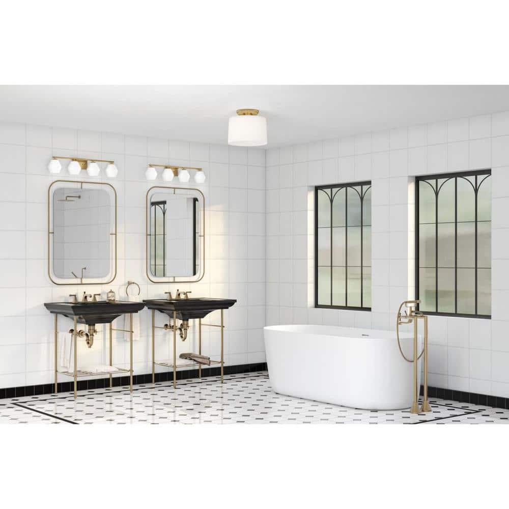 Progress Lighting Copeland 4-Light Vanity Light, Brushed Gold, Opal Glass Shades